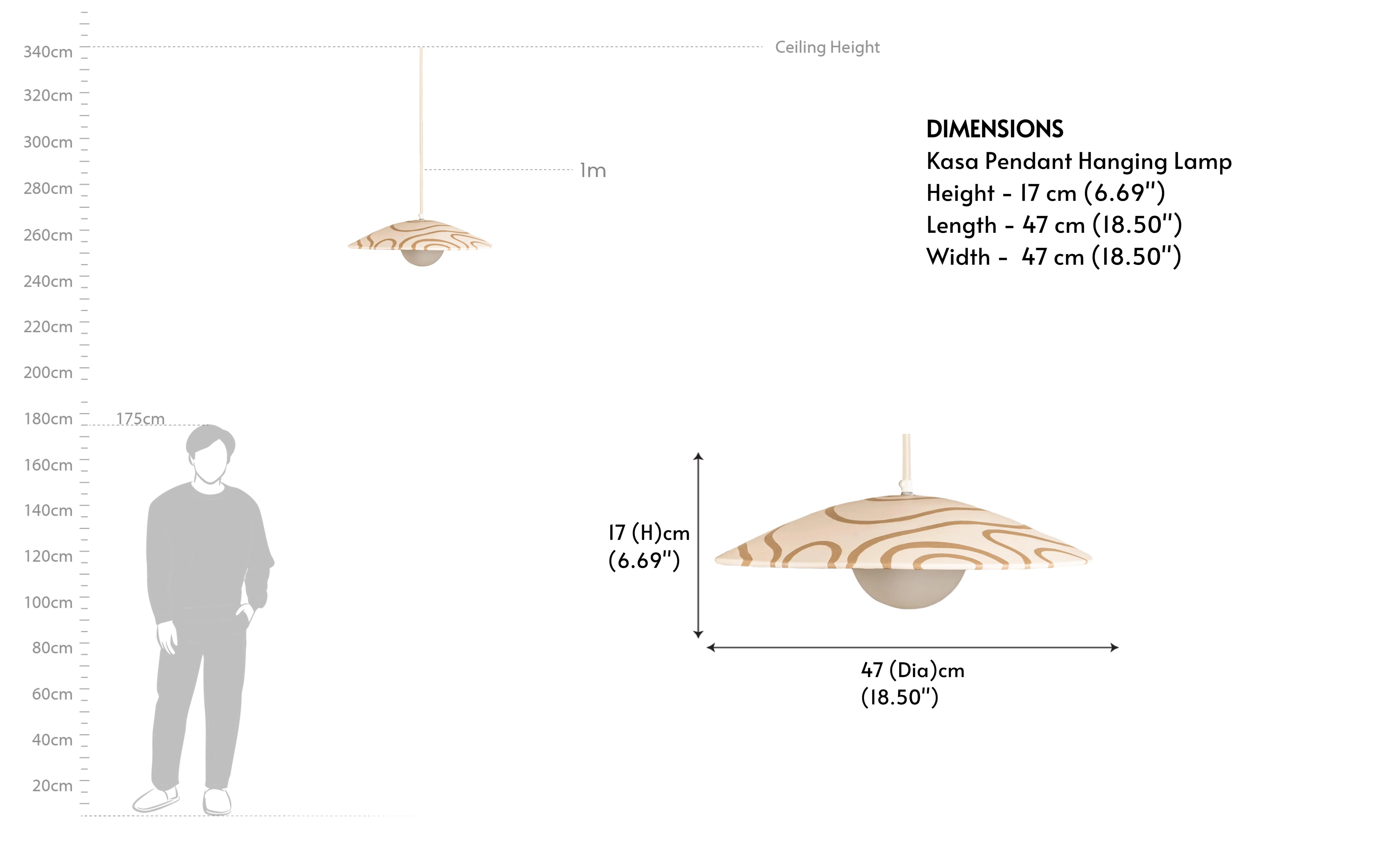 Kasa Off-White Decorative Ceiling Light for Living Room - Close shot - from right angle - Orange Tree