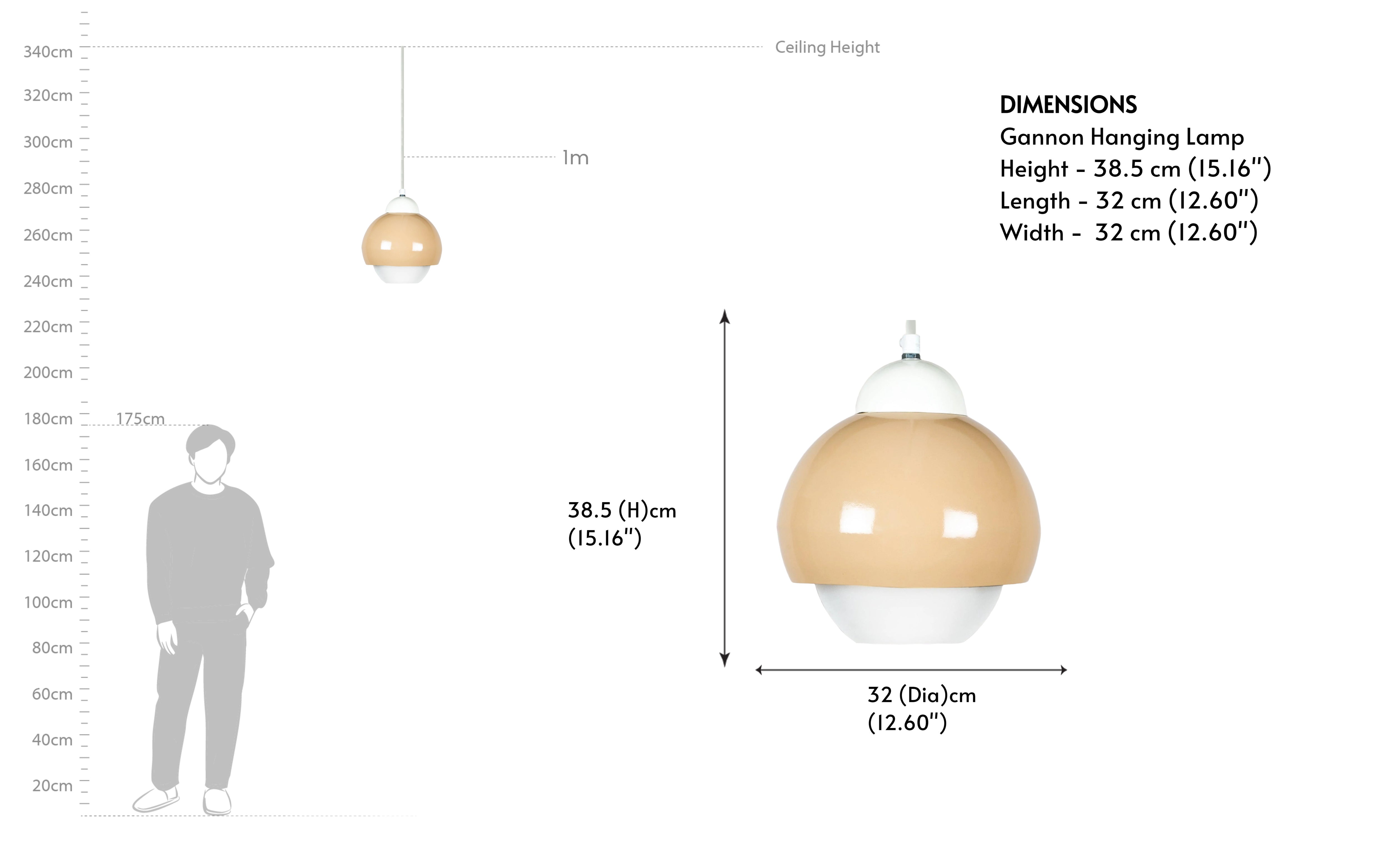 Gannon Caramel Beige Modern Pendant Light - Close shot - from right angle - Orange Tree