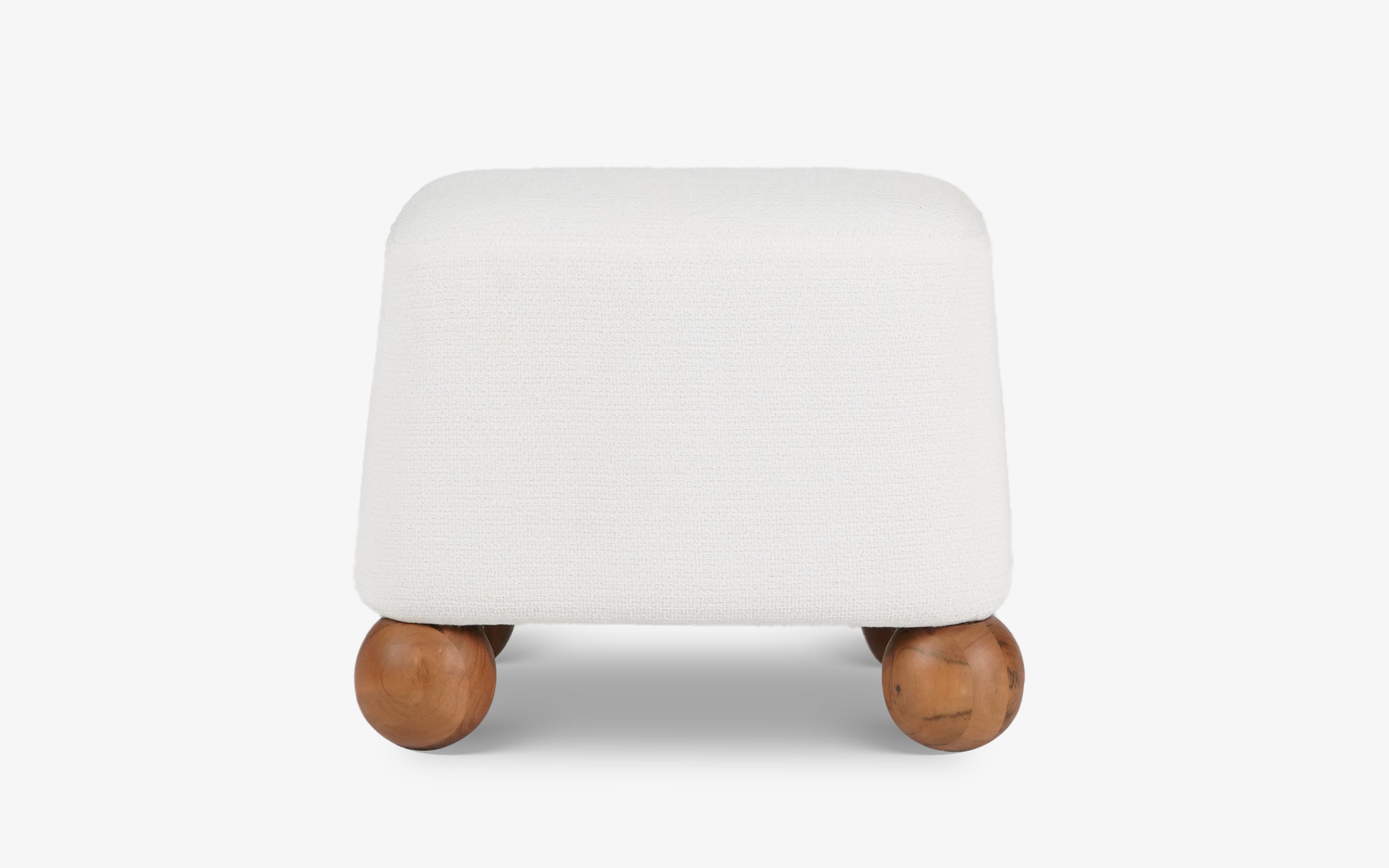 Abacus Pouf – Upholstered Footstool with Solid Wood Base - with white background - Orange Tree