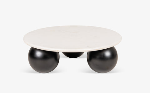 Ala Marble Coffee Table with marble top and black mango wood base, ideal as a modern center table or tea table for living room decor.