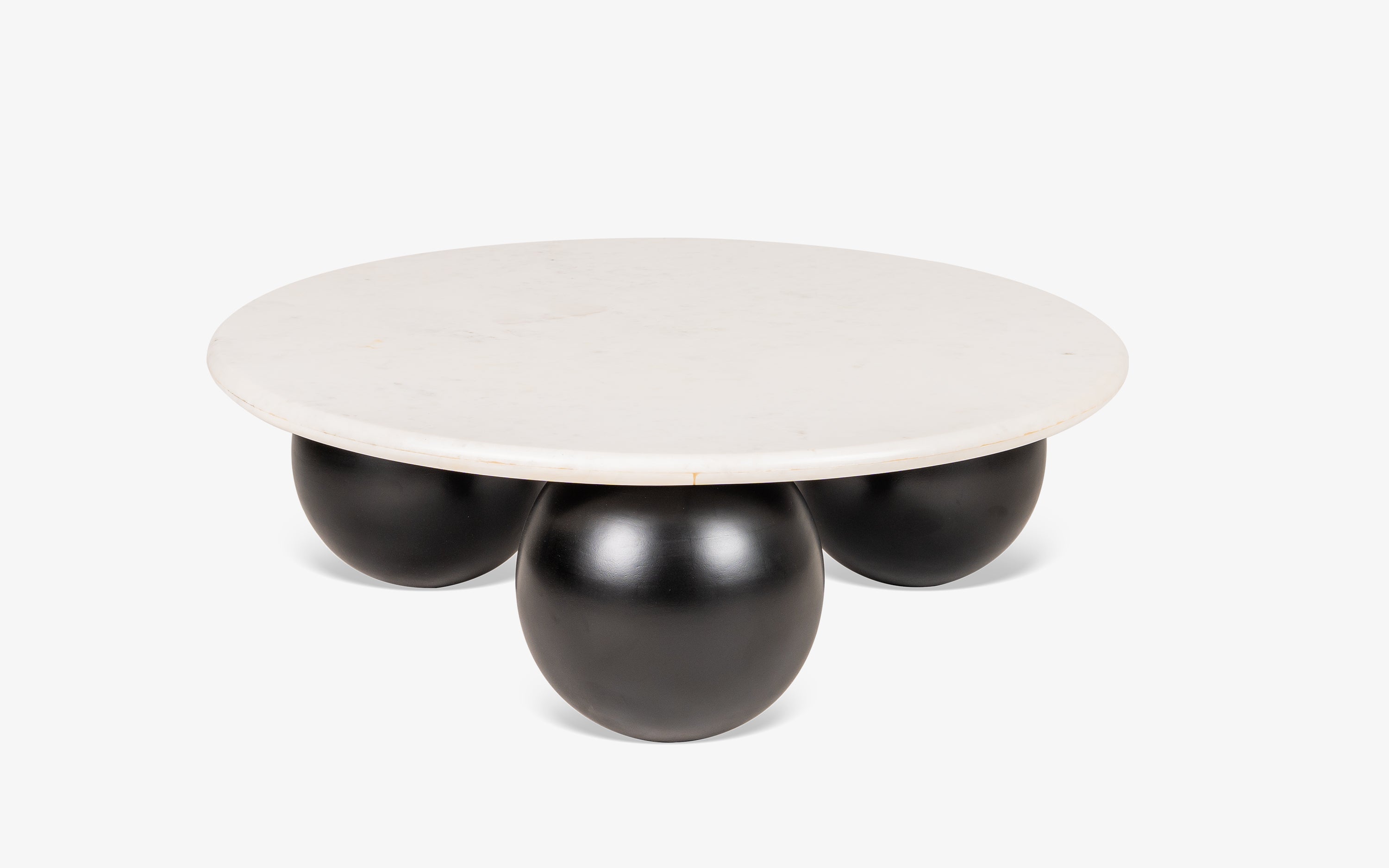 Ala Marble Top Coffee Table - Solid Wood Base with Black Finish - with white background - Orange Tree