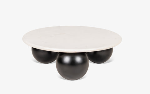 Ala Marble Coffee Table with marble top and black mango wood base, ideal as a modern center table or tea table for living room decor.