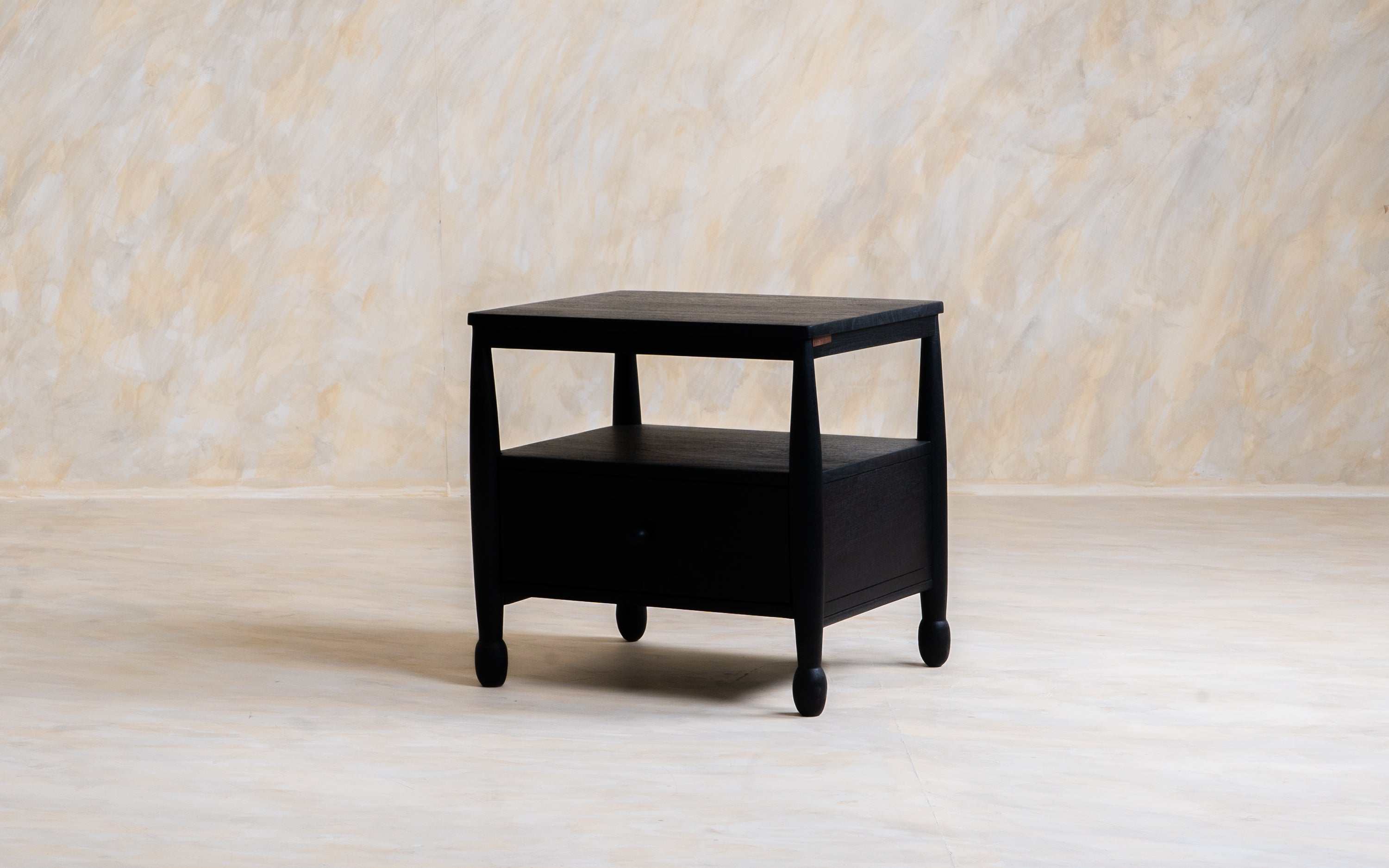 Buy Archie Black Wooden Bedside Table with Drawer - Orange Tree