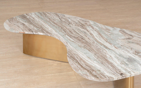 Berg Coffee Table with marble top and brushed brass legs. A luxury and modern coffee table perfect for living room decor.