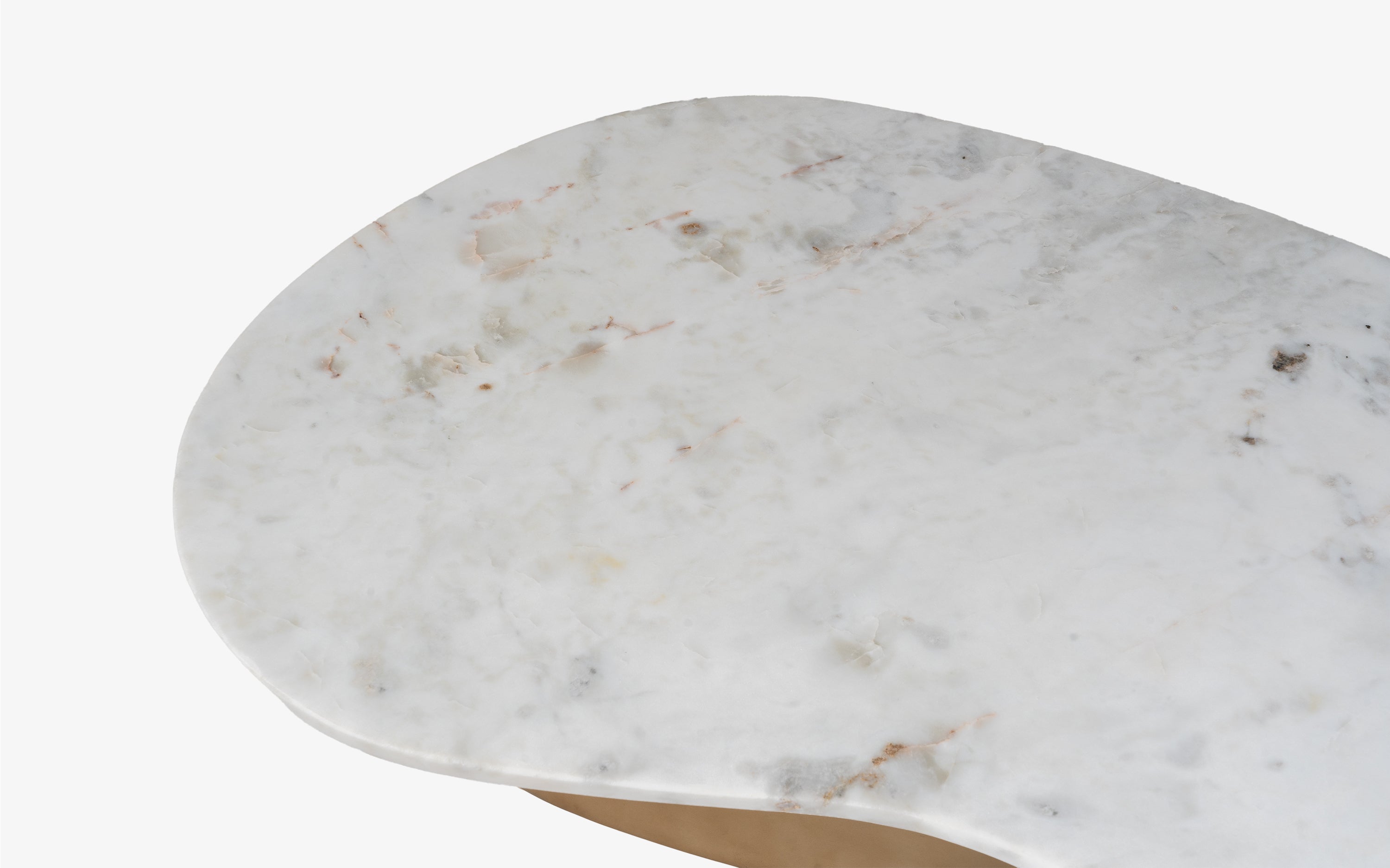 Berg Pearl Coffee Table Banswara Marble Top Brass Legs - Close shot - from upper angle - Orange Tree