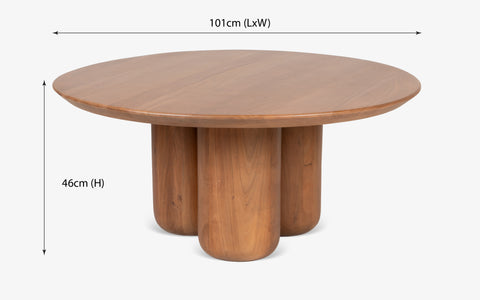 Buda Coffee Table, a modern wooden coffee table with walnut finish, is ideal as a center table for a living room or tea table in modern coffee table designs.