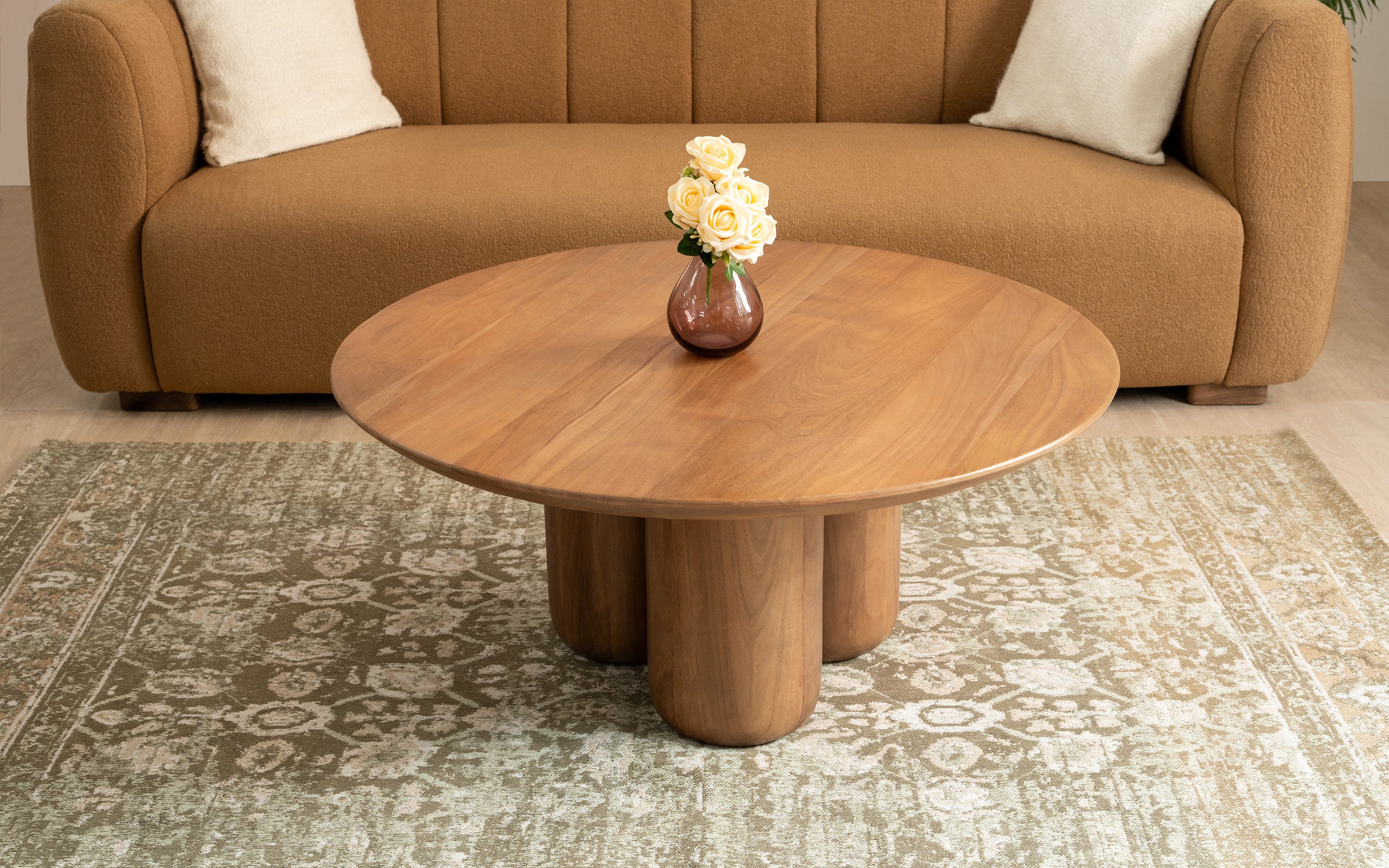 Buda Coffee Table, a modern wooden coffee table with walnut finish, is ideal as a center table for a living room or tea table in modern coffee table designs.