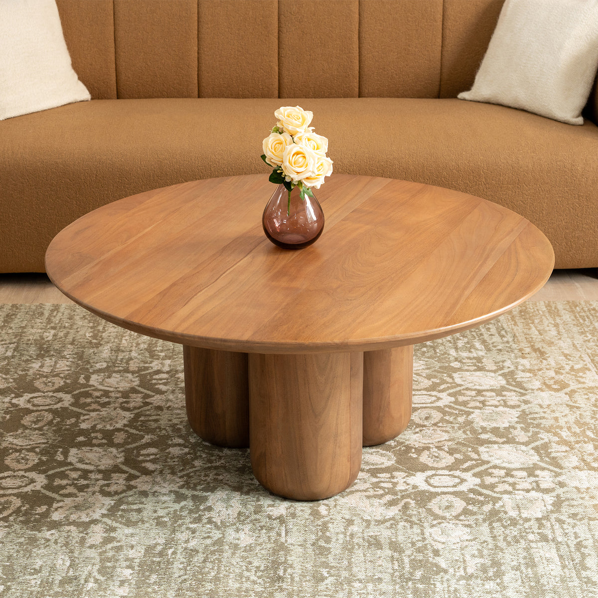 Buda Coffee Table, a modern wooden coffee table with walnut finish, is ideal as a center table for a living room or tea table in modern coffee table designs.