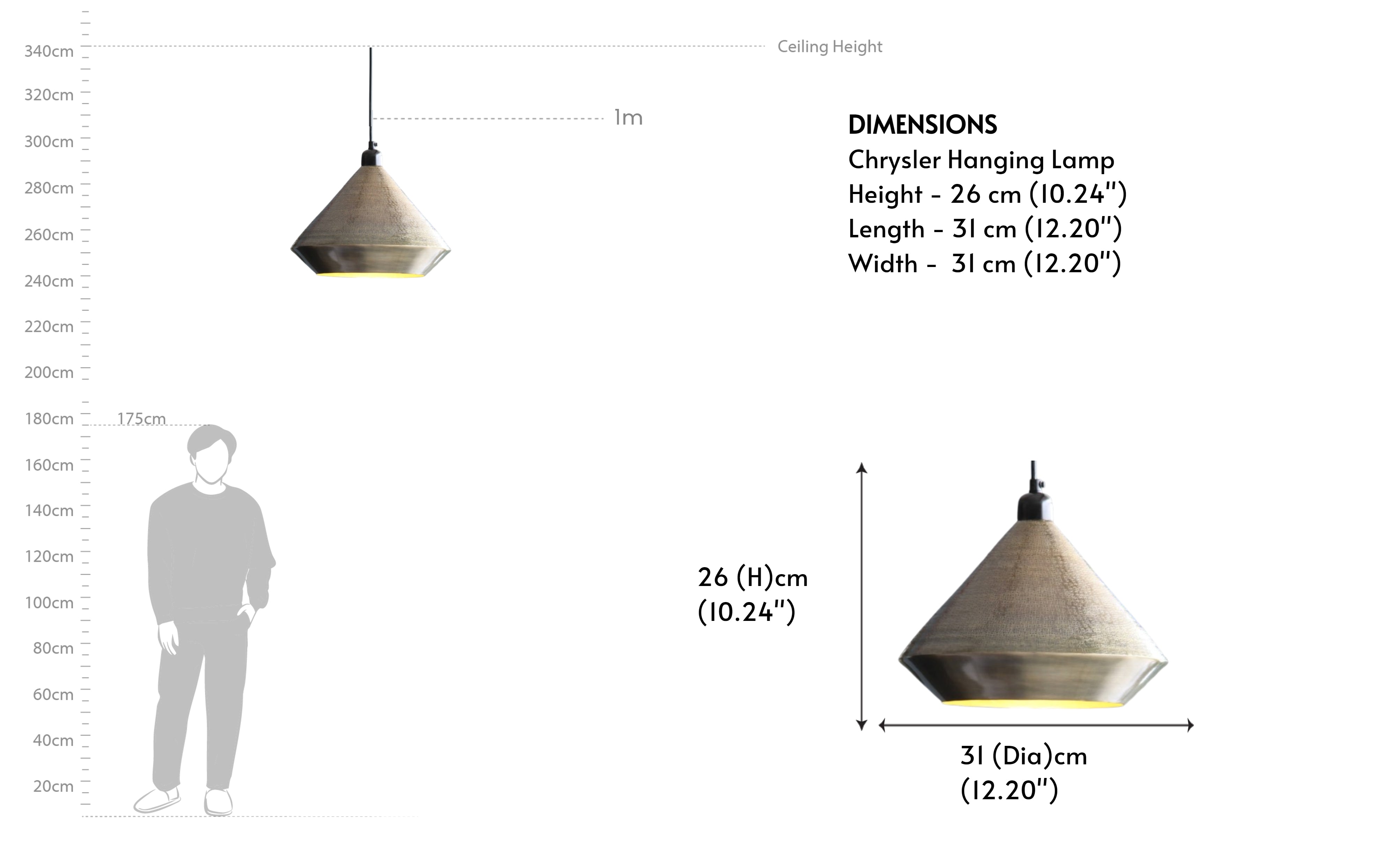 Buy Chrysler Conical Metal Hanging Lamp | Brass Finish - Close shot - from right angle - Orange Tree