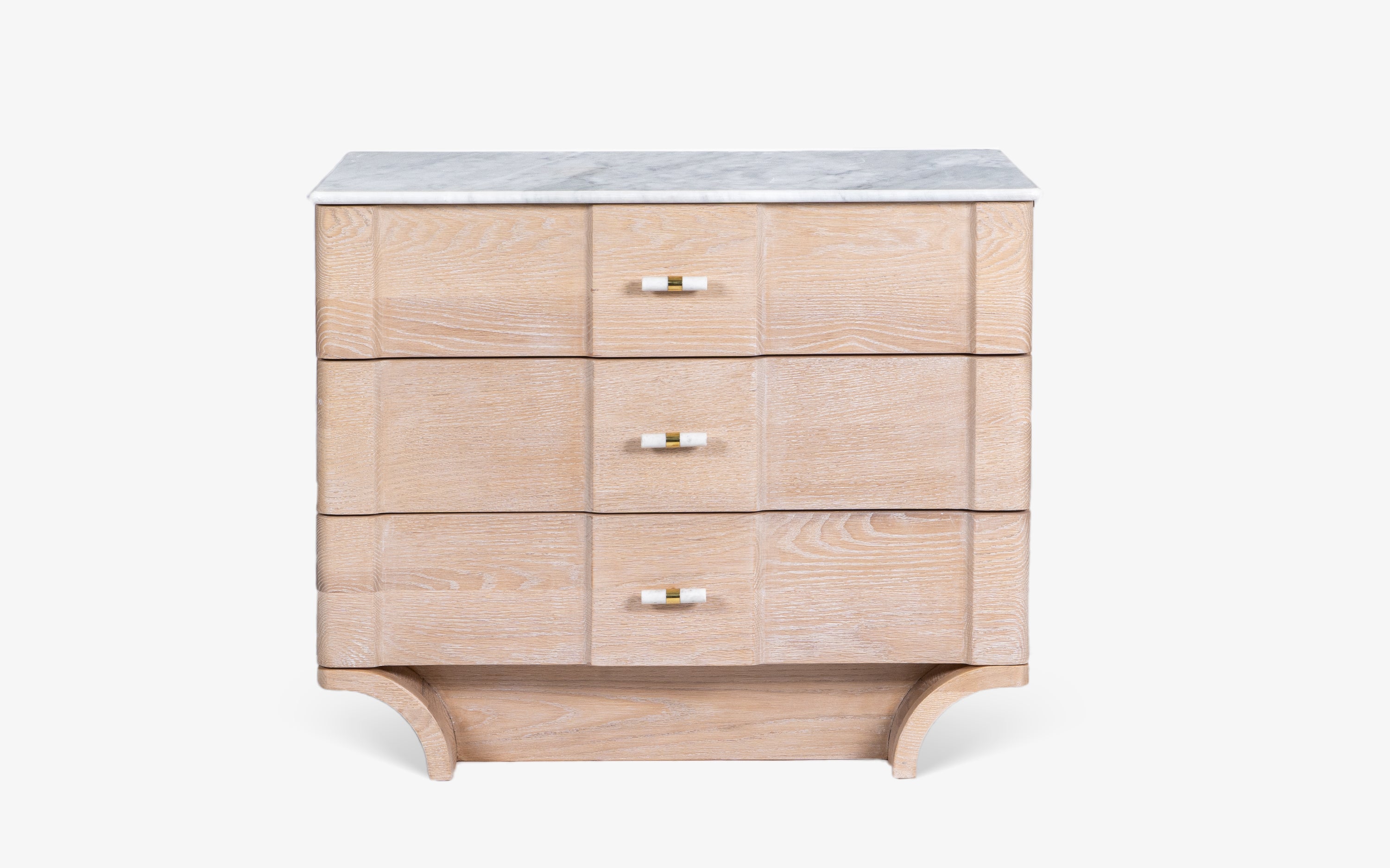 Dune Chest of Drawers in Solid Wood with White Ash Finish - Close shot - from right angle - Orange Tree