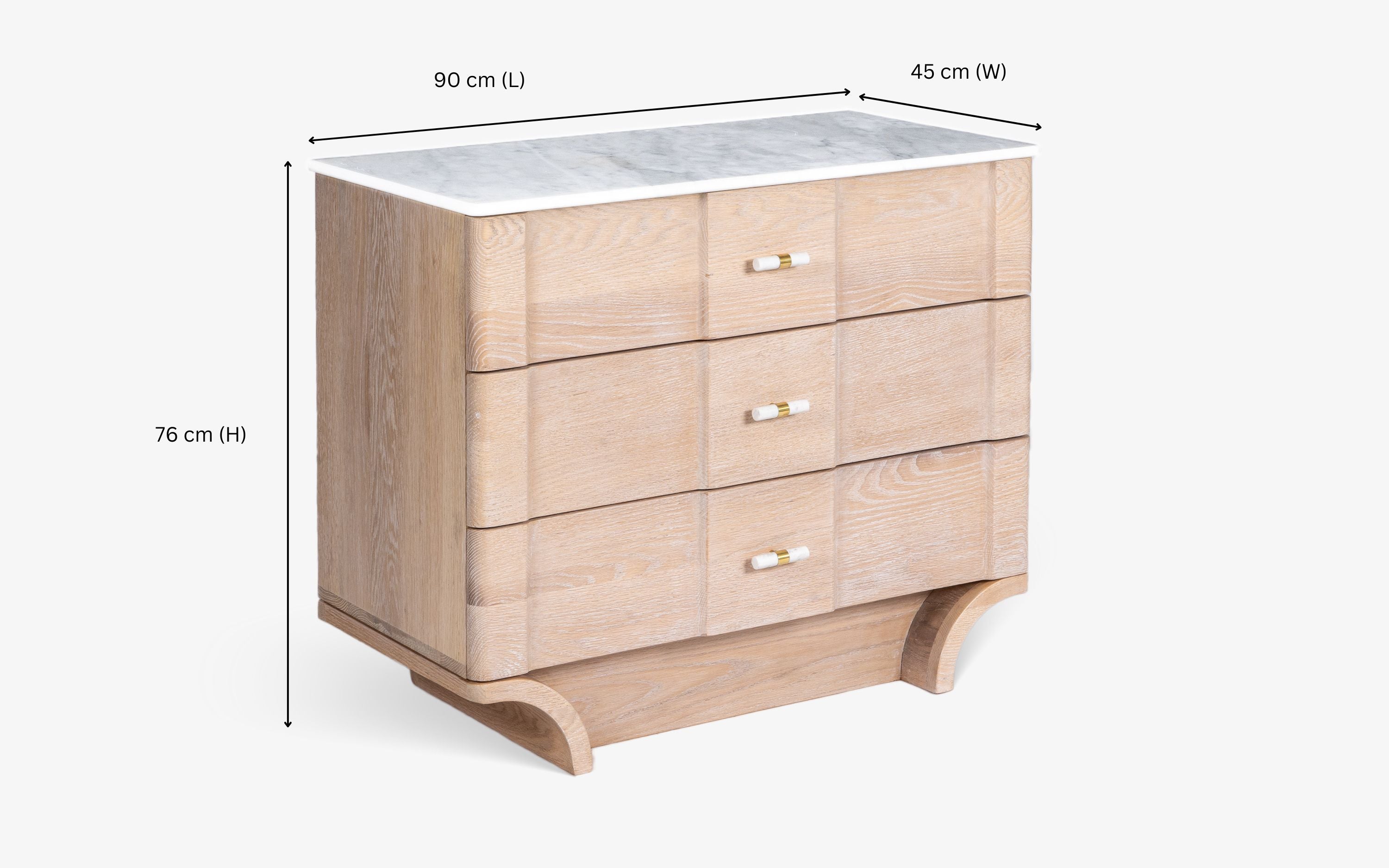 Dune Chest of Drawers in Solid Wood with White Ash Finish - with white background - Orange Tree