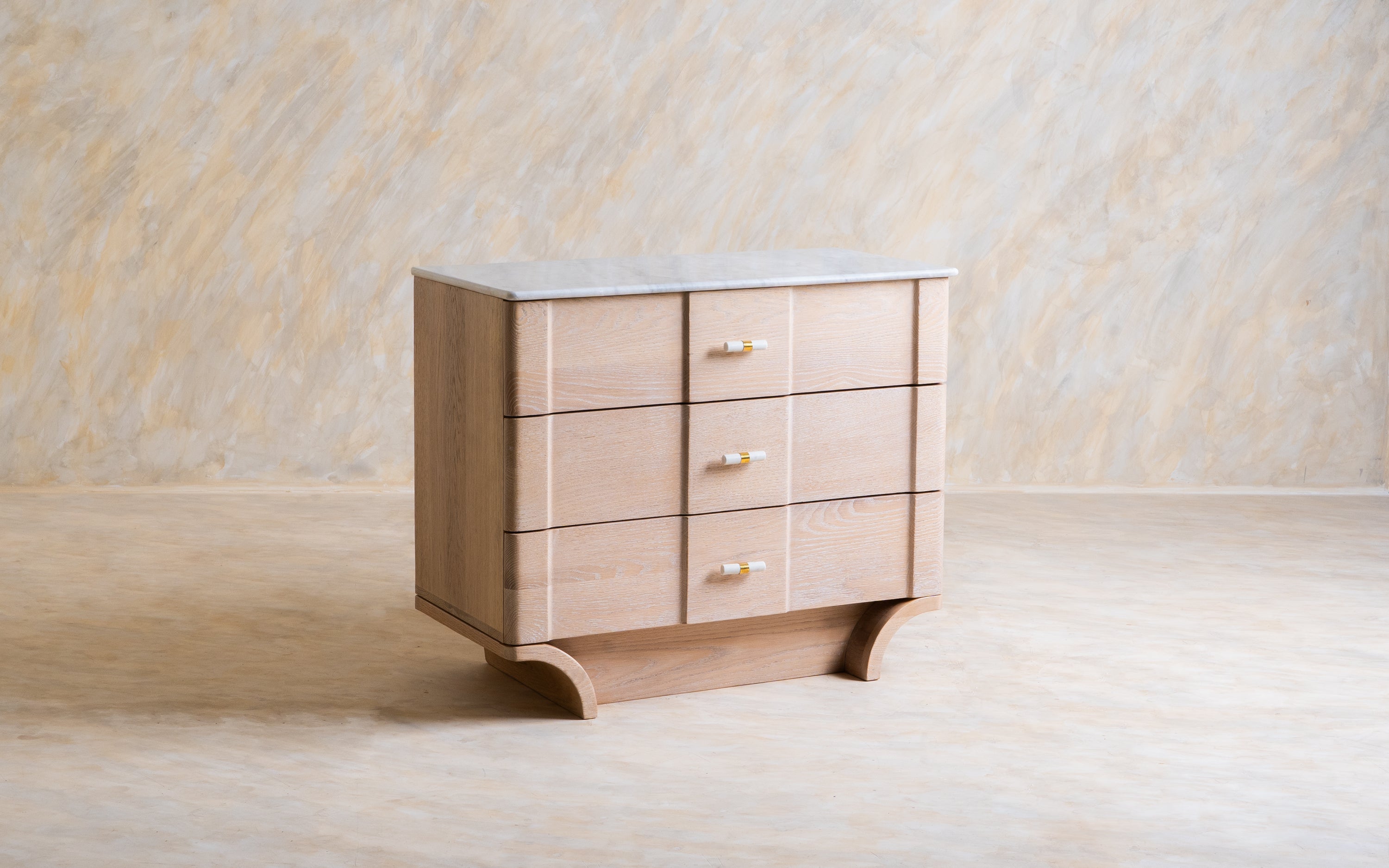 Dune Chest of Drawers in Solid Wood with White Ash Finish - Orange Tree