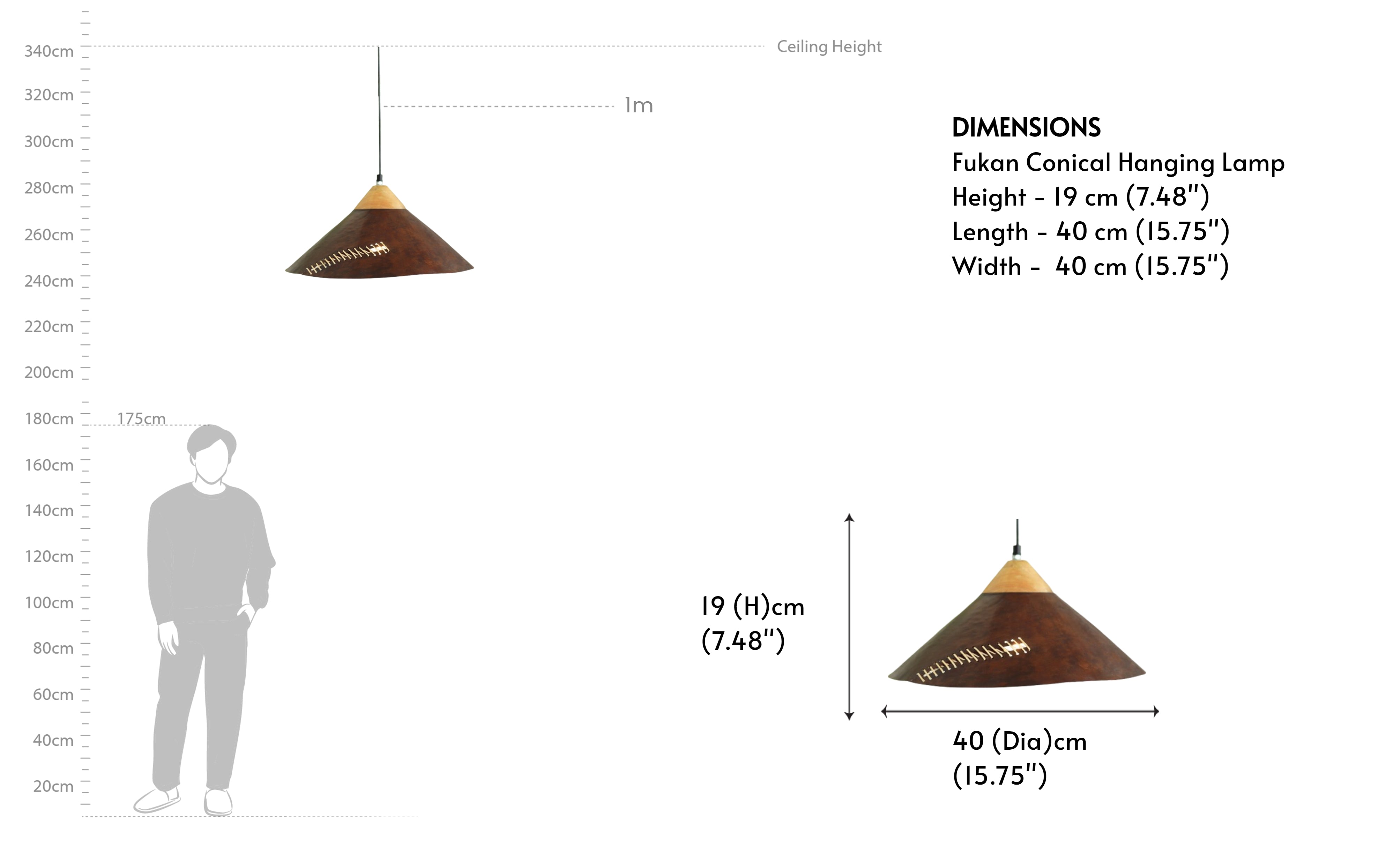 Buy Fukan Conical Hanging Lamp - Wooden Pendant Light - Close shot - from right angle - Orange Tree