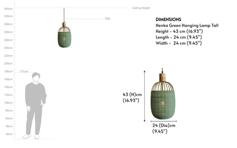 Henka Green Hanging Lamp Tall