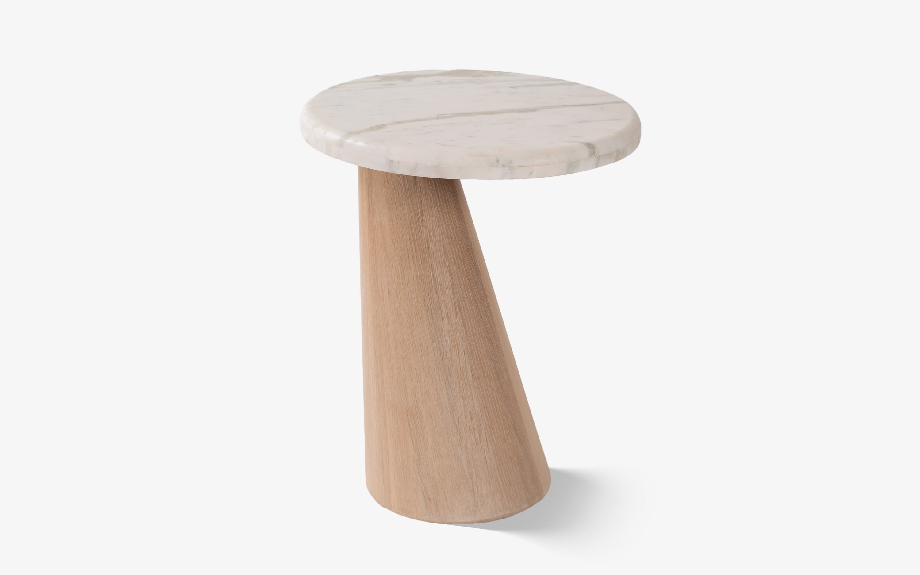 Hump Side Table made of Oak Wood with Green Marble top and Light Brown Cerused finish - modern wooden side table design.