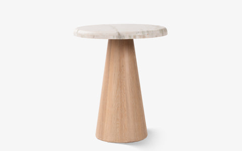 Hump Side Table made of Oak Wood with Green Marble top and Light Brown Cerused finish - modern wooden side table design.