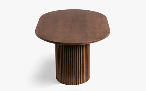 Linn Coffee Table with ribbed design, crafted from Mango Wood with a light walnut finish. A modern and stylish coffee table for living rooms.